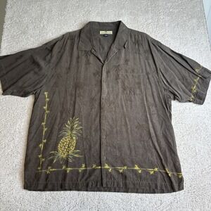 Men's Tommy Bahama XL 100% Silk Pineapple‎ Short Sleeve Button Shirt Hawaiin